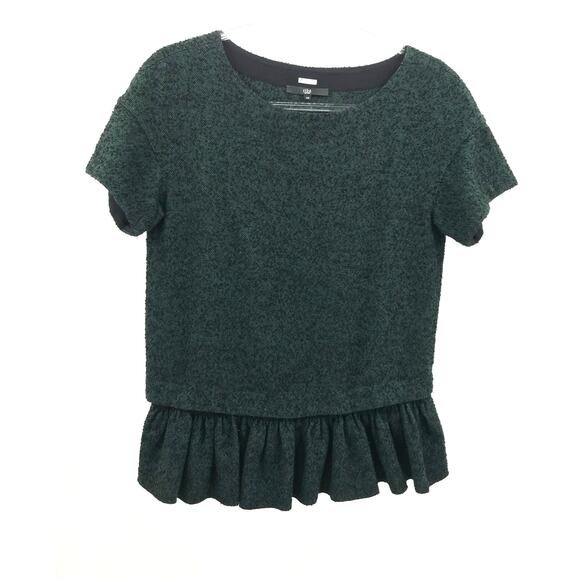 Tibi Detachable Peplum Top Womens XS Green Black Short Sleeve - Picture 2 of 7